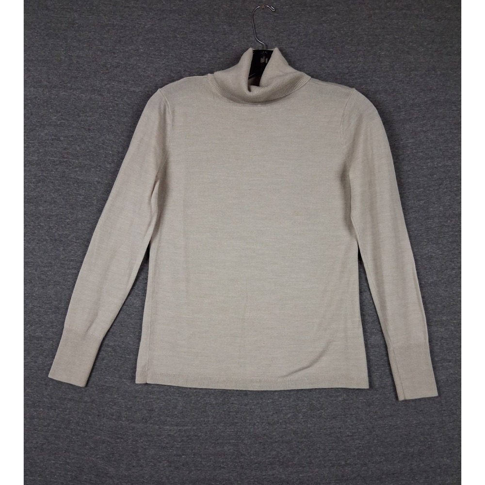 1901 Womens Sweater M Gray Merino Blend Turtleneck Academia Capsule Minimalist
